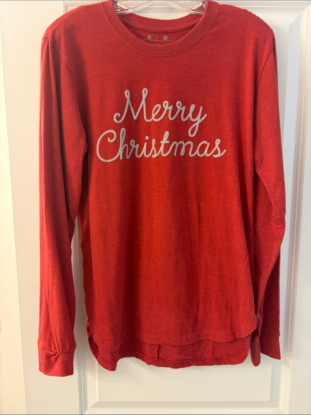 Merry Christmas Red Long-Sleeve brushed knit top